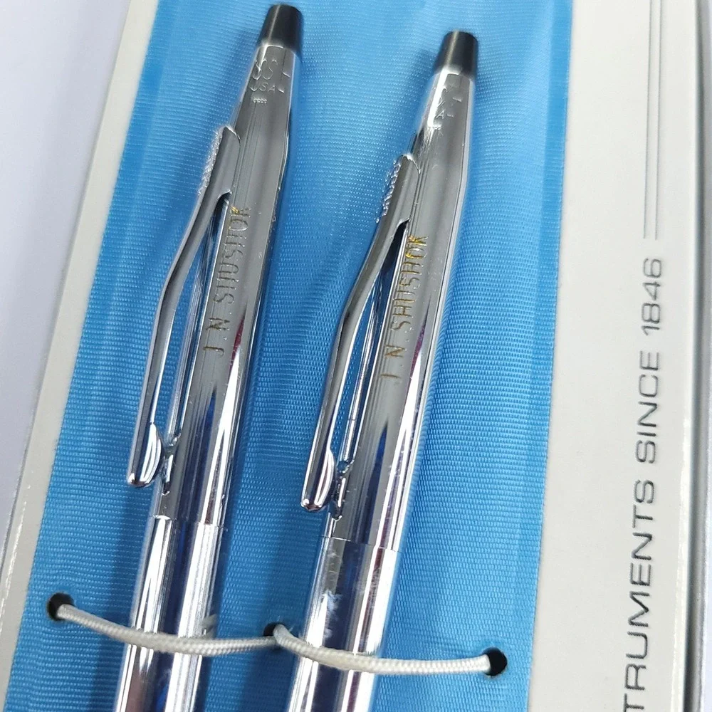Cross Silver Chrome Ball Point Pen Mechanical Pencil Set 3501 In Original Box